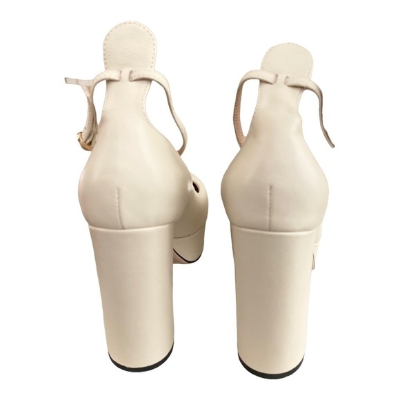 NEW Lola Cruz Norther Platform Pump Block Heel Round Toe Cream Leather Size 36 - Picture 8 of 14